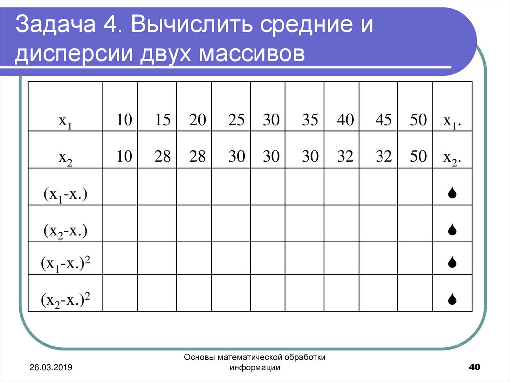 Вычислить среднее