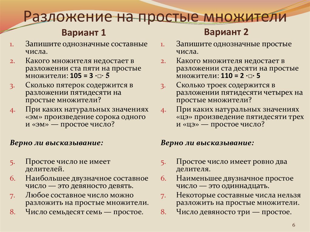 Презентация разложение на простые множители 6 класс виленкин