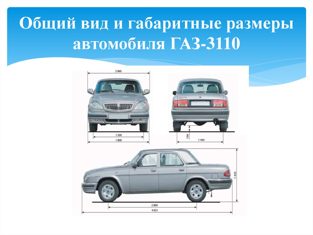Общий вид и габаритные размеры автомобиля ГАЗ-3110