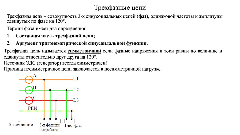 Определение трехфазной цепи