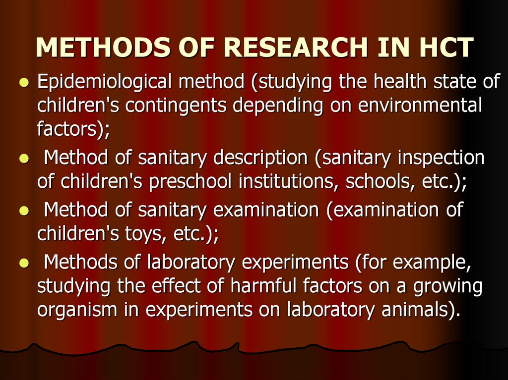 METHODS OF RESEARCH IN HCT