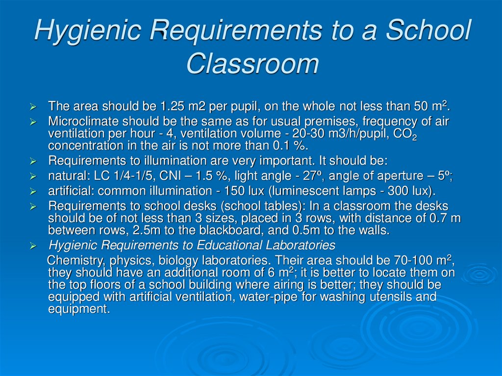 Hygienic Requirements to a School Classroom