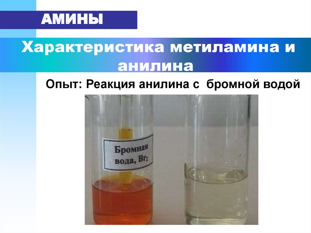 Бромной водой при обычных условиях. Амины взаимодействие с бромной водой. Бромная вода. Реакция обесцвечивания бромной воды. Реакция с бромной водой.