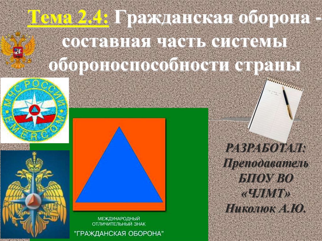 Гражданская оборона составная часть обороноспособности страны презентация