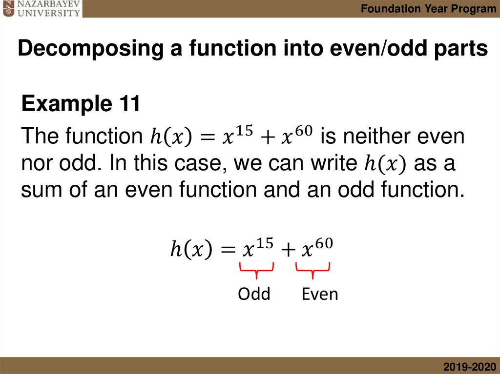 Decomposing a function into even/odd parts