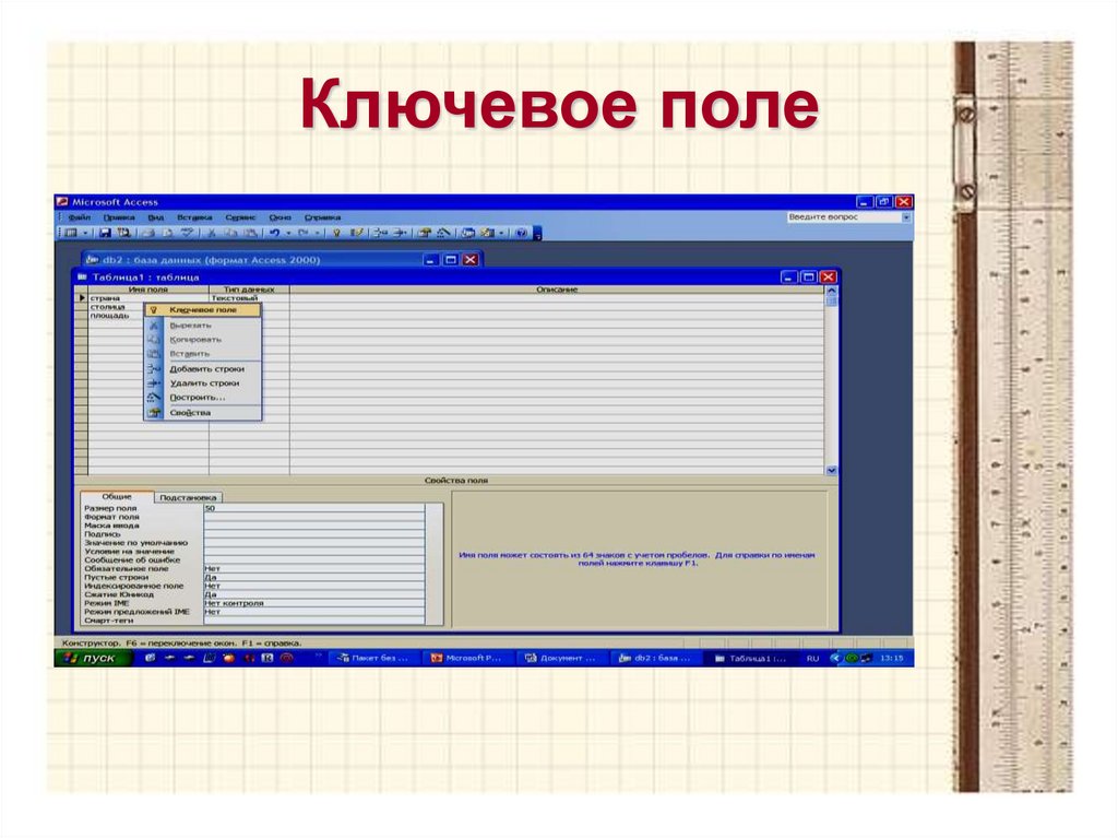 Поле в базе данных есть. База данных ключевое поле. Ключевое поле базы данных access. Ключевое поле базы данных это. Ключивыеполя базы данных.