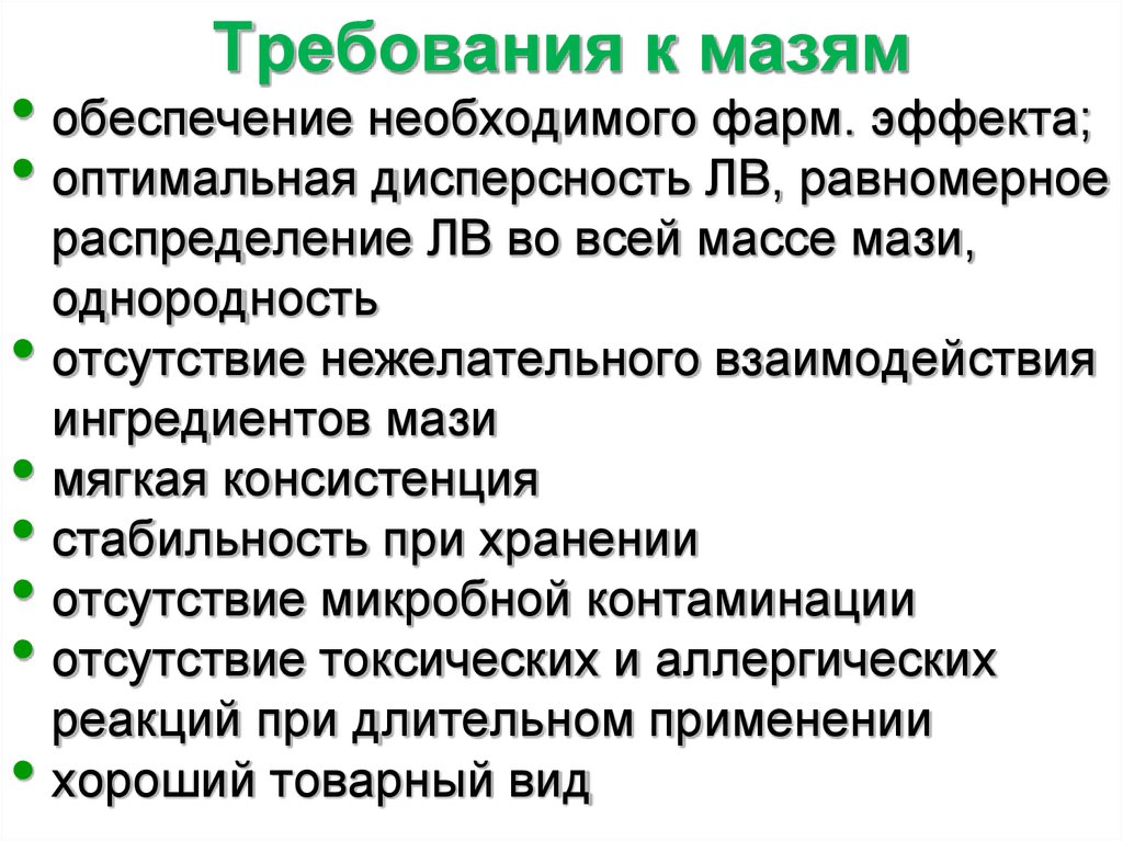 Эффект обеспечен. Требования к мазям. Требования к основам для мазей. Требования к ЛФ мази. Требования ГФ К мягким лекарственным формам.