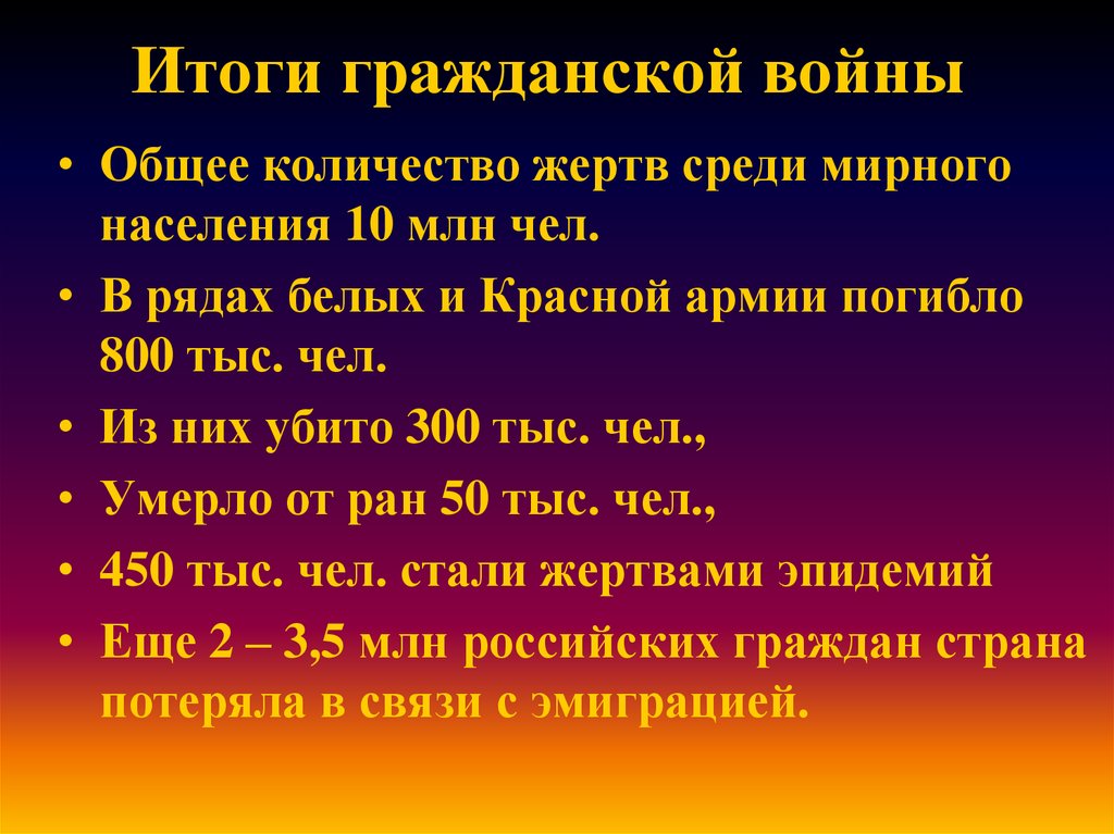 Сколько погибает в армии. Количество погибших в гражданской войне.