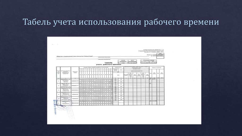 0504421 табель учета рабочего времени образец