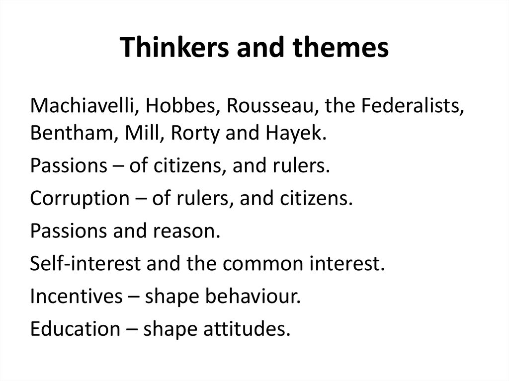 Thinkers and themes