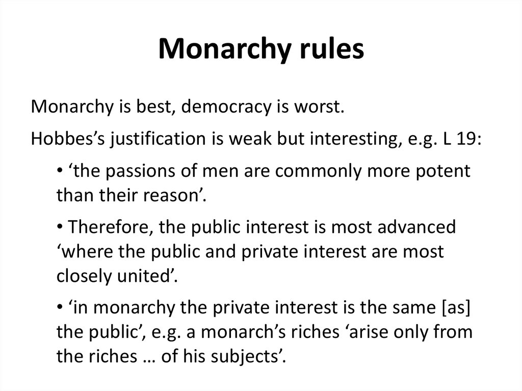 Monarchy rules