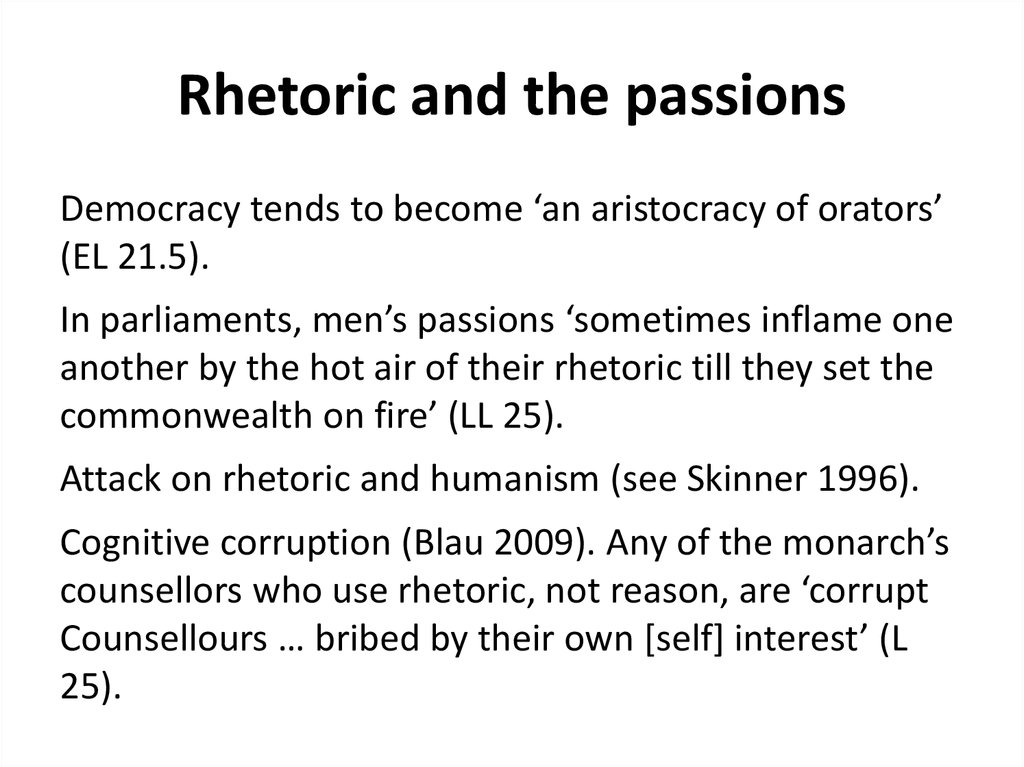 Rhetoric and the passions