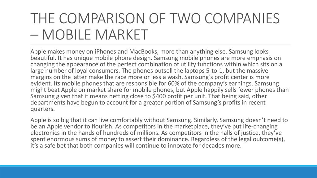 THE COMPARISON OF TWO COMPANIES – MOBILE MARKET