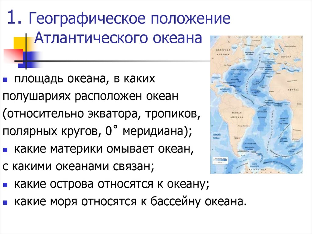 Особенности географического положение атлантического океана