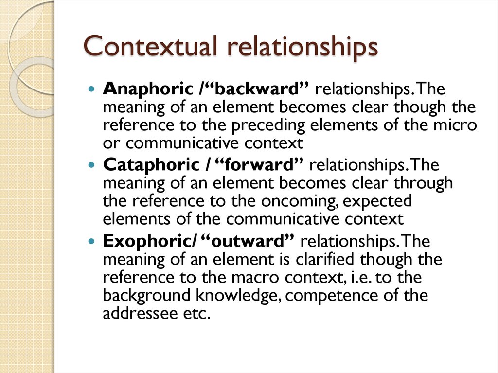 Contextual relationships