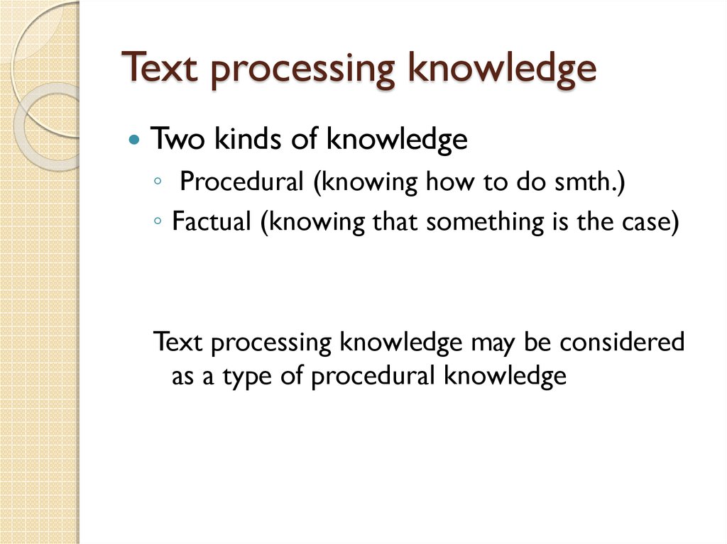 Text processing knowledge