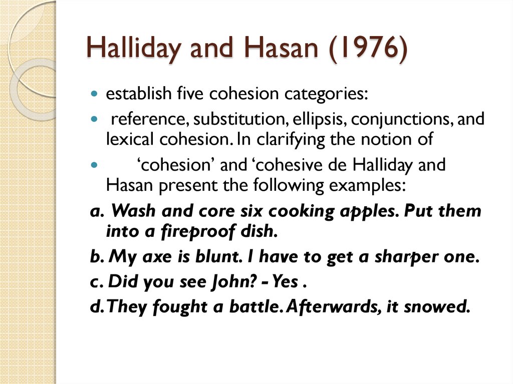 Halliday and Hasan (1976)