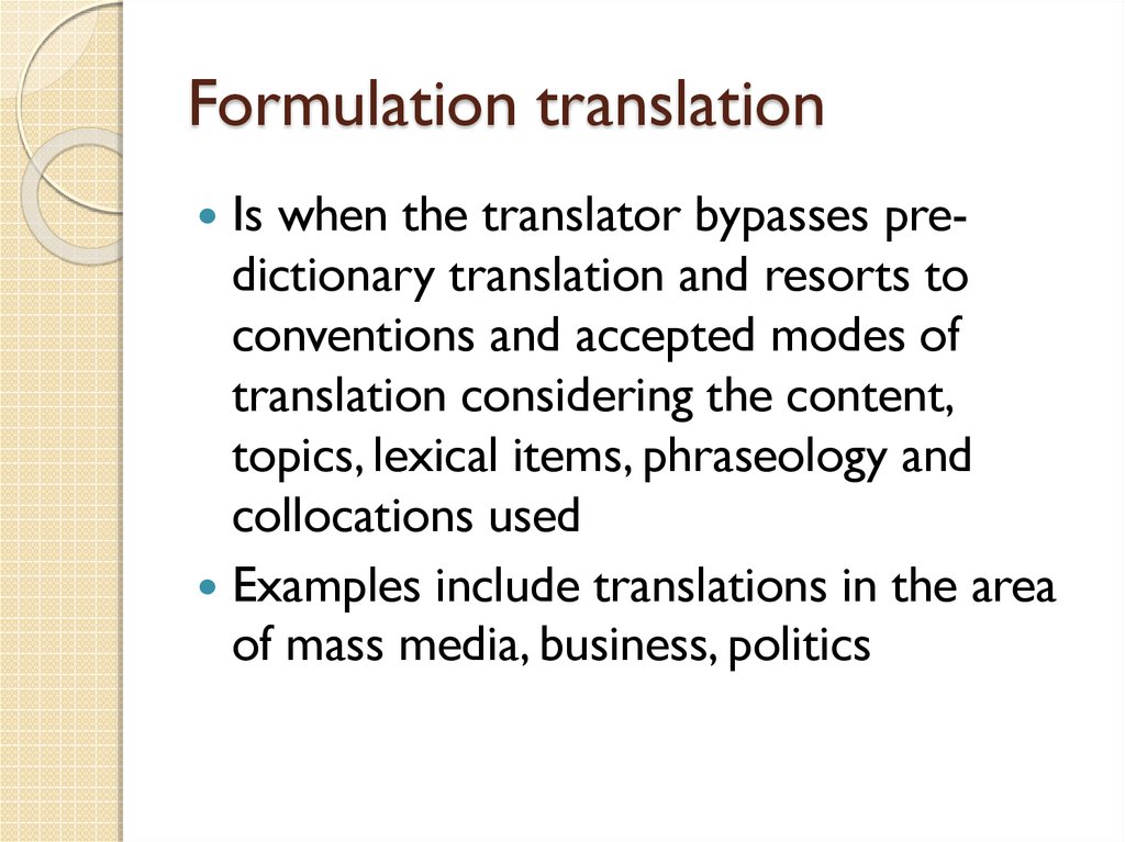 Formulation translation