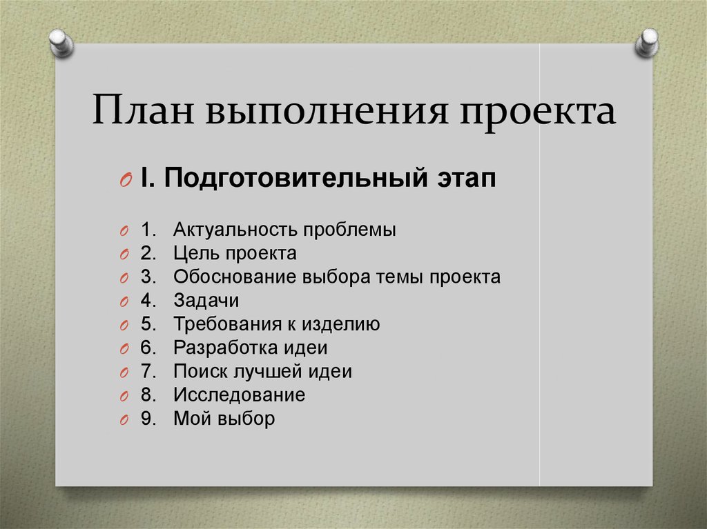 Темы практических проектов. План проекта. План выполнения проекта. Планирование этапов выполнения проекта. Технология составления плана проекта.