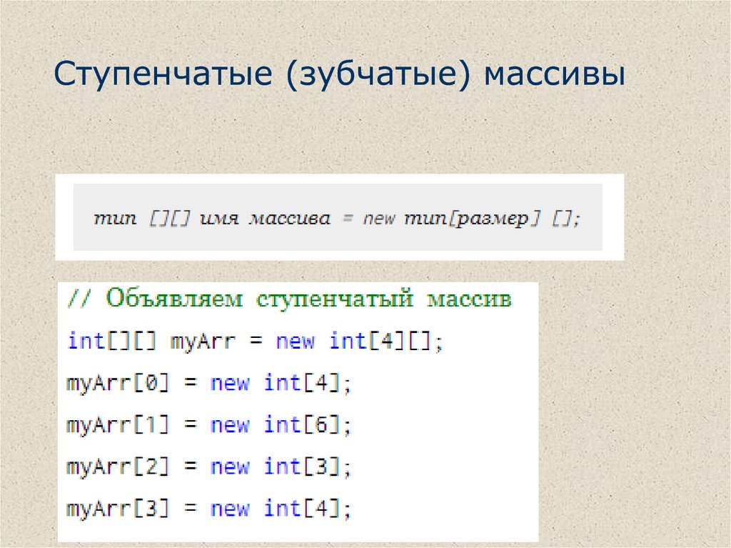 Массив с именами типов. Ступенчатый массив c#. Одномерный массив в c#. Объявление массива в c#. Рваный массив c#.