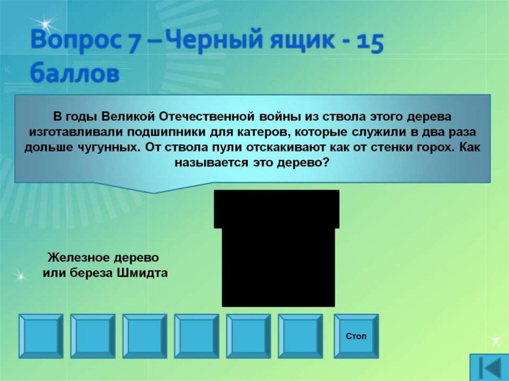 Вопрос 7 – Черный ящик - 15 баллов