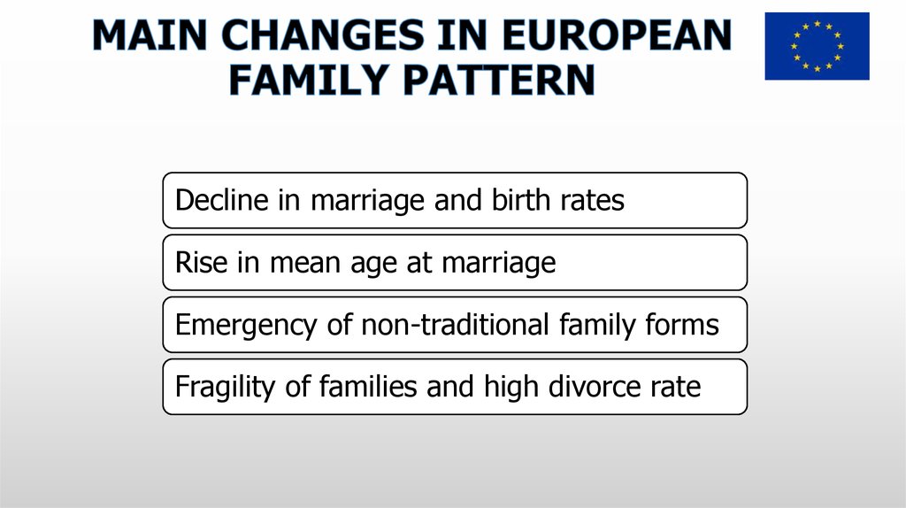 MAIN CHANGES IN EUROPEAN FAMILY PATTERN