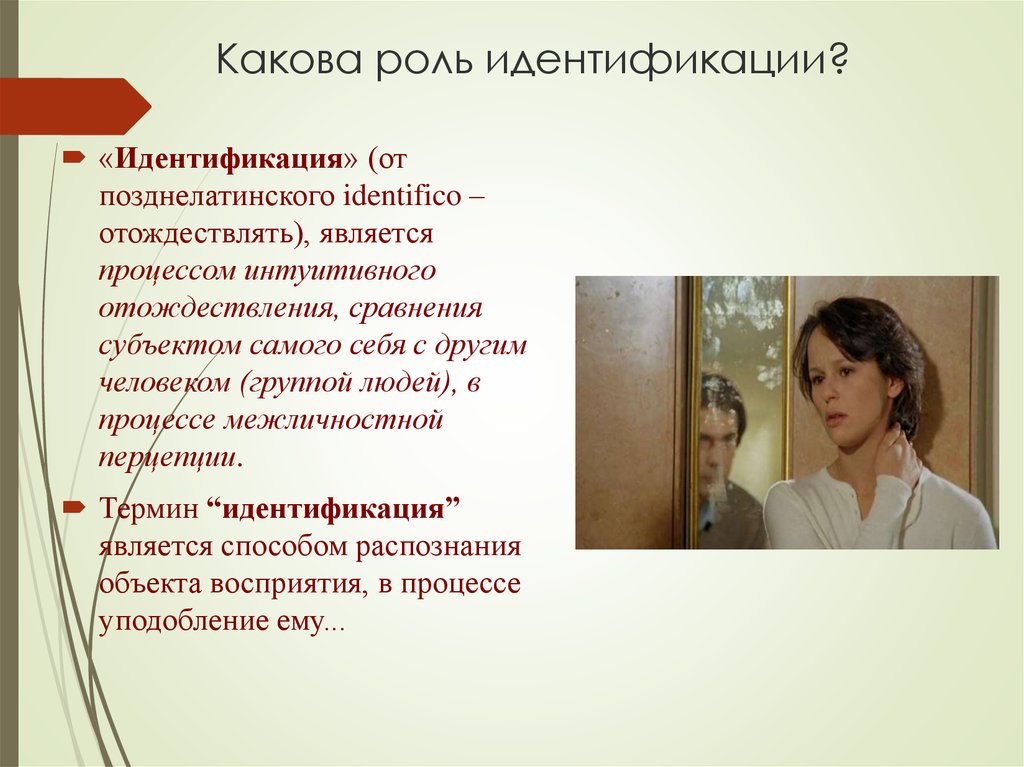 Какова роль в процессе. Роль идентификации. Идентификация с ролью и статусом. Отождествление роли. Идентификация себя с ролью плохого.