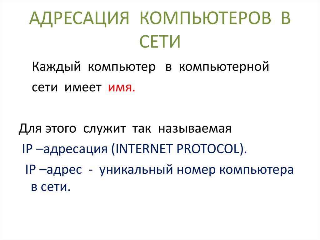 Адресация в сети презентация