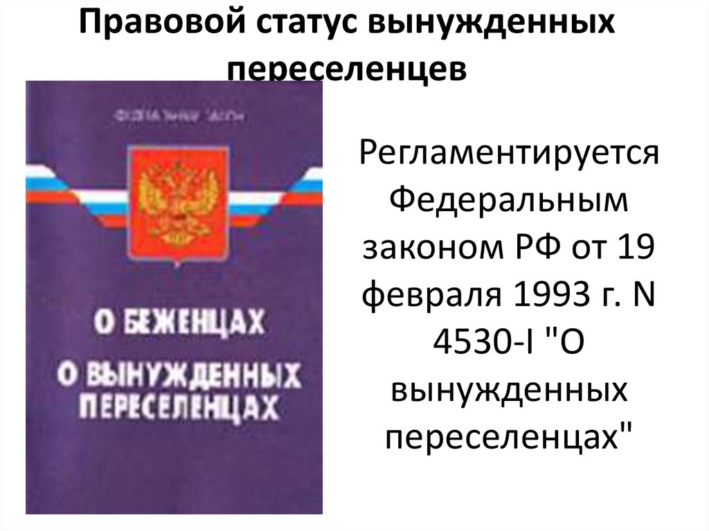 Меры поддержки вынужденных переселенцев. ФЗ О беженцах. НПА беженцы и переселенцы.