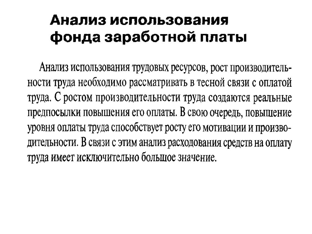 Анализ использования фонда заработной платы презентация