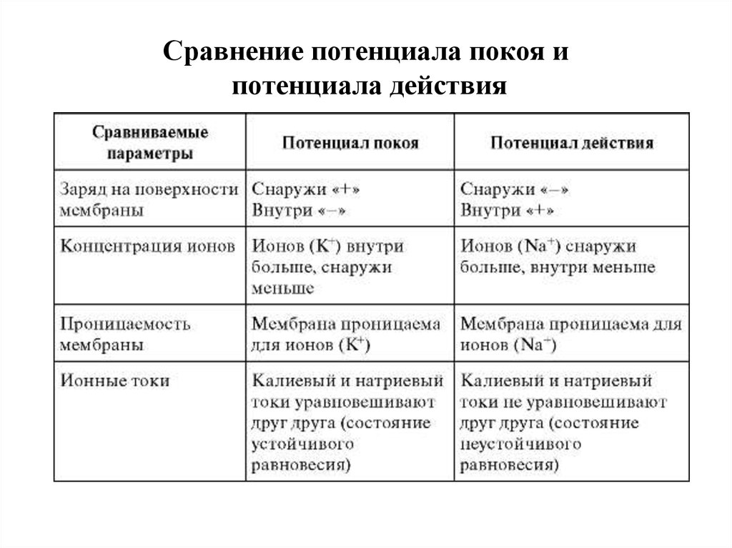 Чем отличается действия. Сравнение потенциала покоя и потенциала действия. В отличие от потенциала действия, локальный потенциал.... Характеристика локальный потенциал потенциал действия. Сравнение потенциала покоя и потенциала действия таблица.