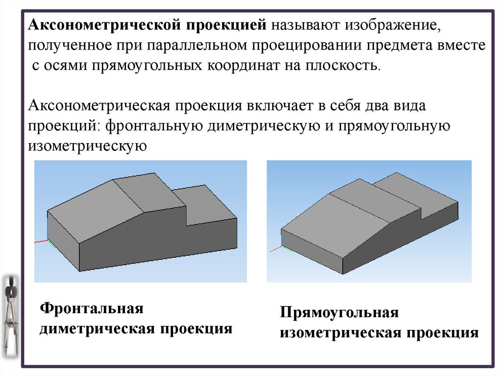 Аксонометрическое изображение это изображение проекций предмета на