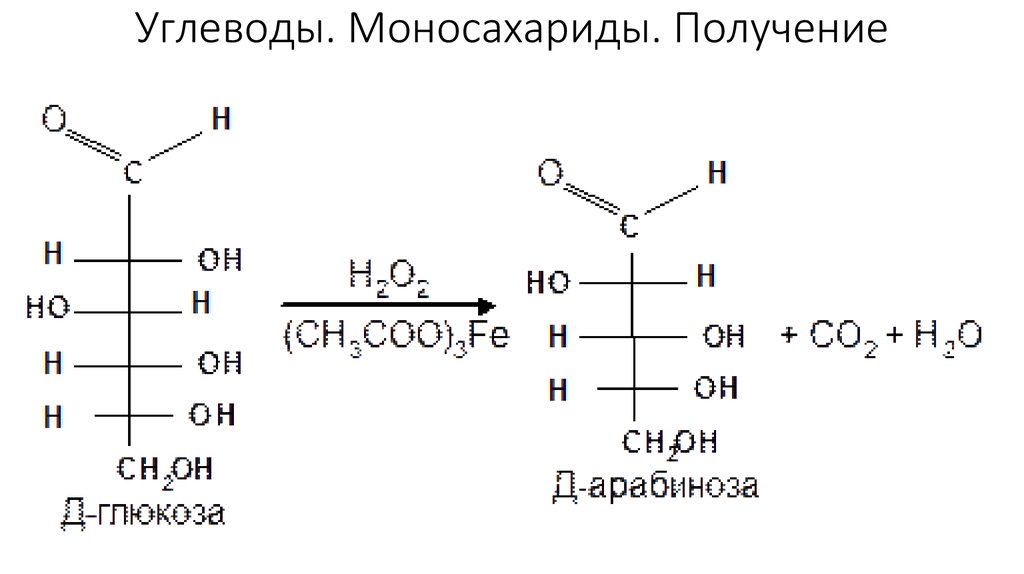 D глюкоза реакции. Превращение d-арабинозы в d-глюкозу. Получение моносахаридов Глюкозы. Укорачивание цепи углеводов. Синтез моносахаридов.