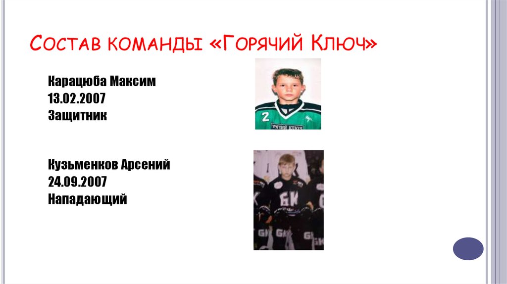 Состав команды «Горячий Ключ»