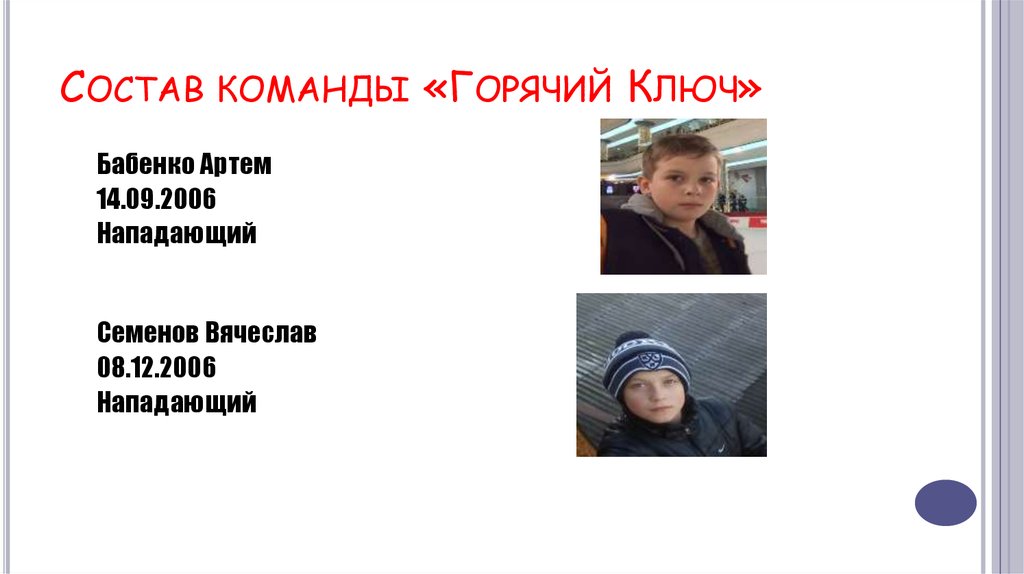 Состав команды «Горячий Ключ»