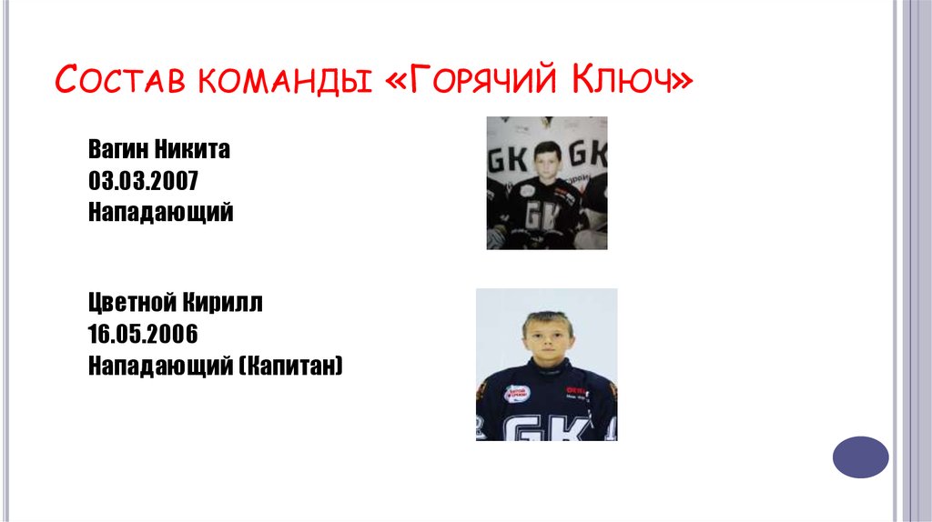 Состав команды «Горячий Ключ»