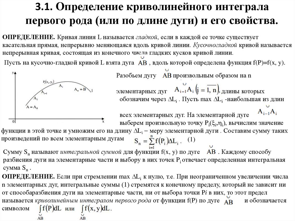 Роды криволинейных интегралов