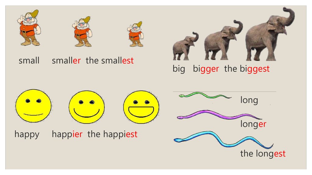 Big small. Long longer the longest. Long longer правило. Big and small 2 класс. Small smaller the smallest картинки.