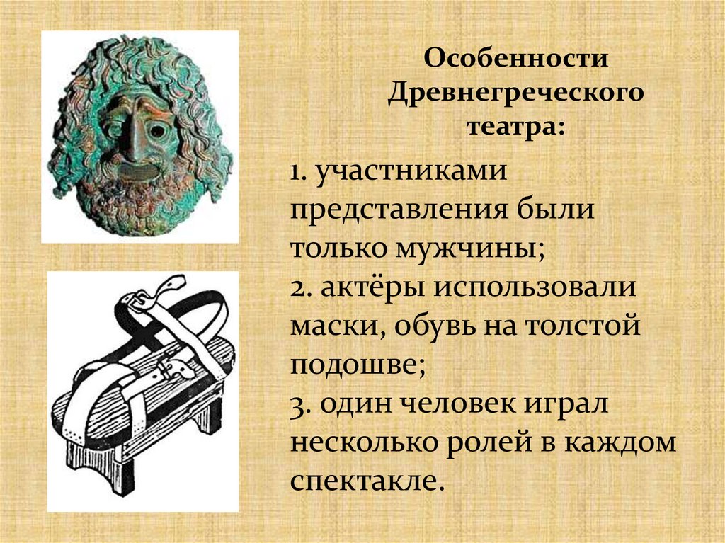 В представлении участвовали. Участники древнегреческого театра. Главные особенности древнегреческого права. В древнегреческом театре актёрами могли быть только мужчины.