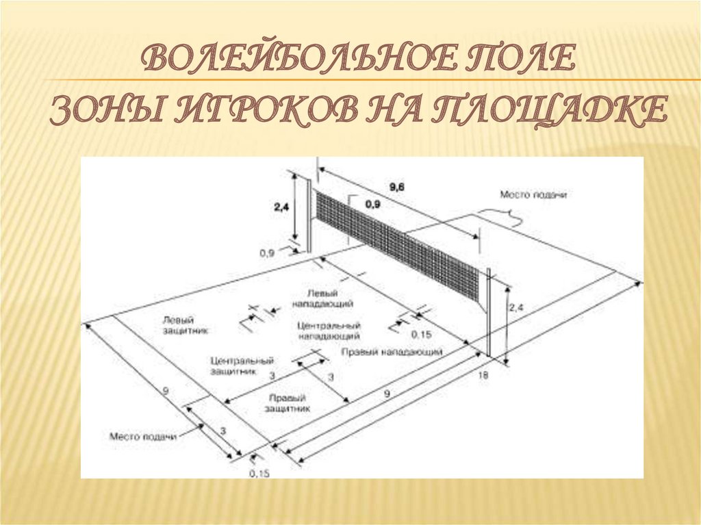 Размер волейбольной площадки схема