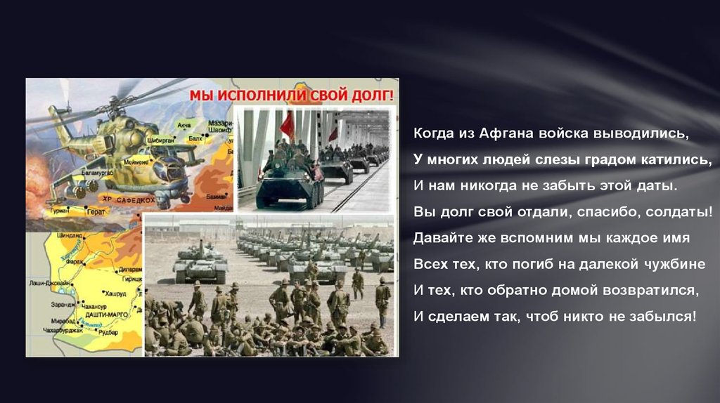 Какого числа день вывода из афганистана. 15 Февраля день вывода советских войск из Афганистана презентация. День вывода войск с Афганистана. 35 Вывод войск из Афганистана. День вывода войск из Афганистана презентация для детей.