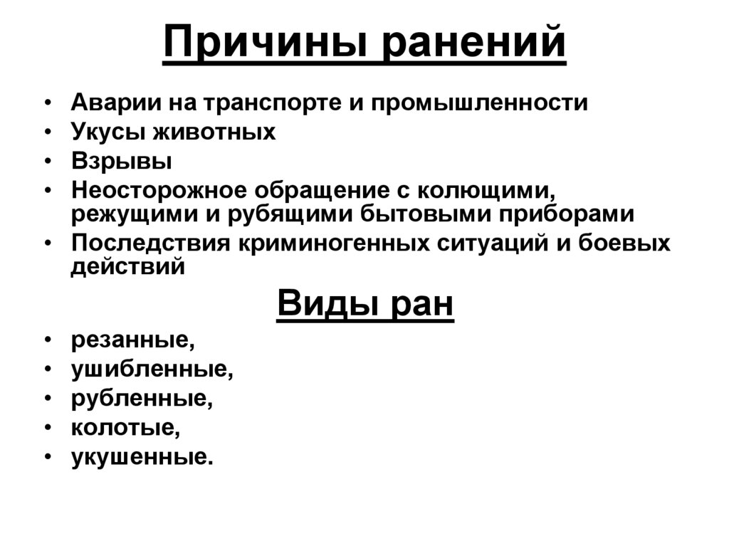 Причины ран. Причины возникновения ранений. Причины возникновения РАН.