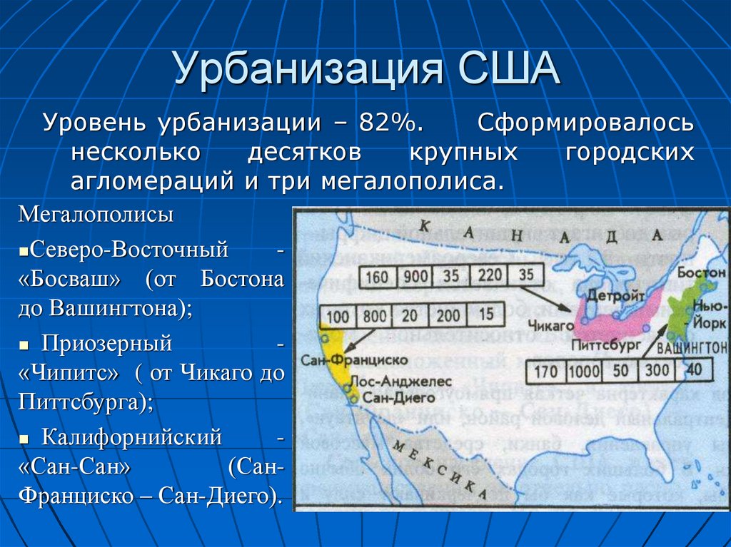 Агломерации сша карта