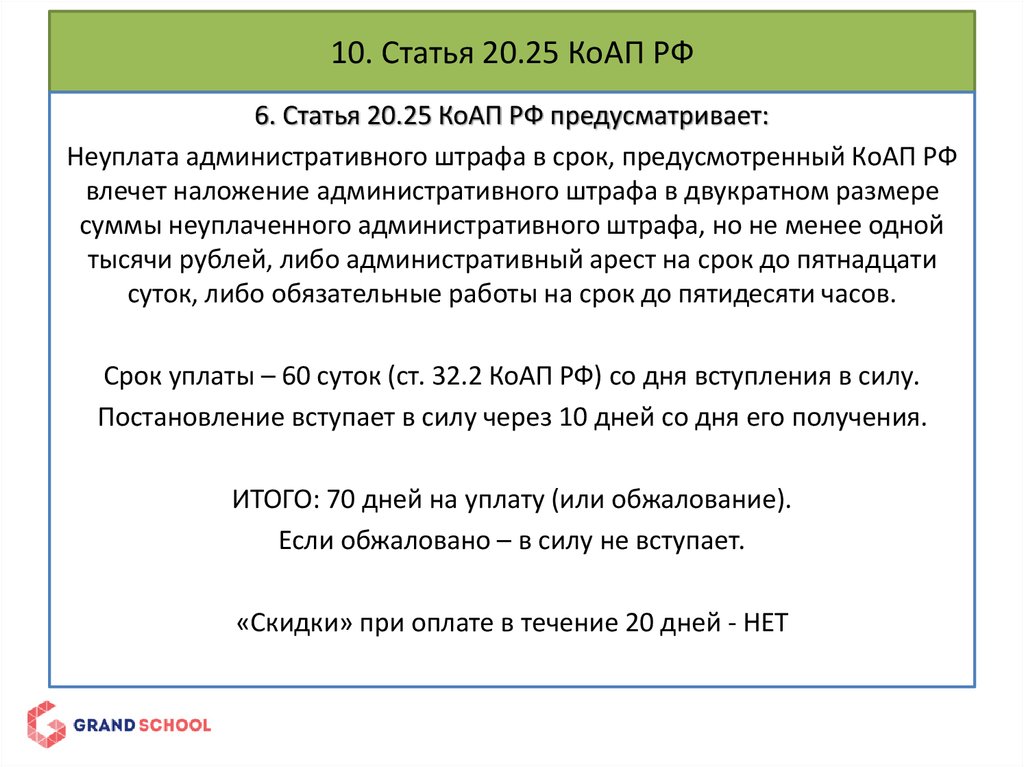 Кодекс 20.20. 20.25 КОАП. Ст 20.25 КОАП. Ст 20.25 ч.1 КОАП РФ. Статья.