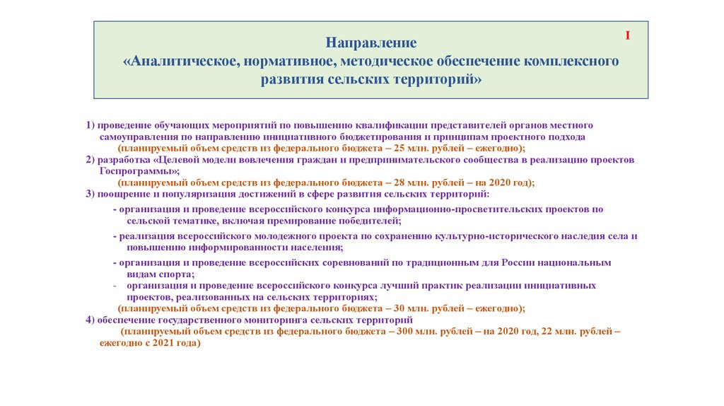 Внесение изменений в программы комплексного развития. Направления инициативного бюджетирования. «Комплексное развитие сельских территорий на 2020 – 2025 годы»..