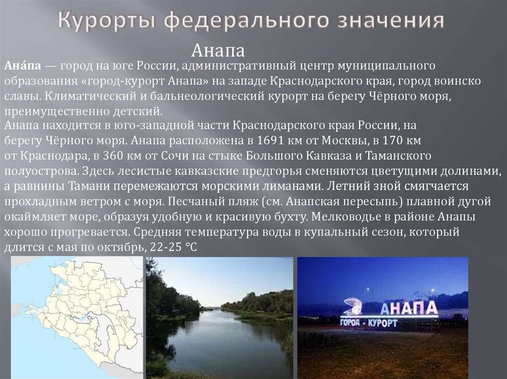 Функция города анапа