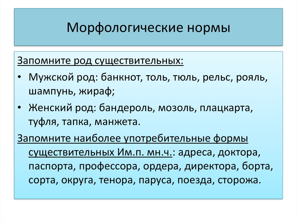 Морфологические и синтаксические нормы презентация