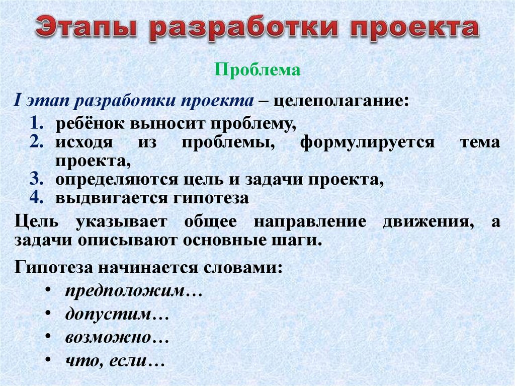 Основной этап проекта это