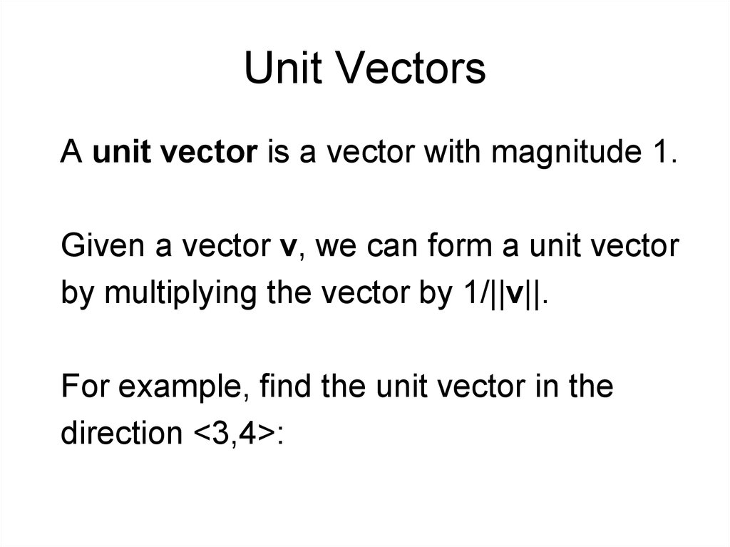 Unit Vectors