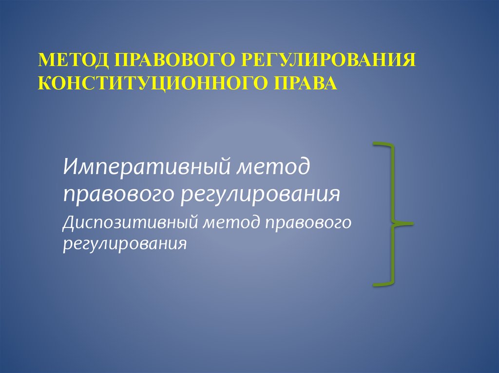 Императивный метод правового регулирования. Метод конституционно-правового регулирования. Способы правового регулирования конституционного права.